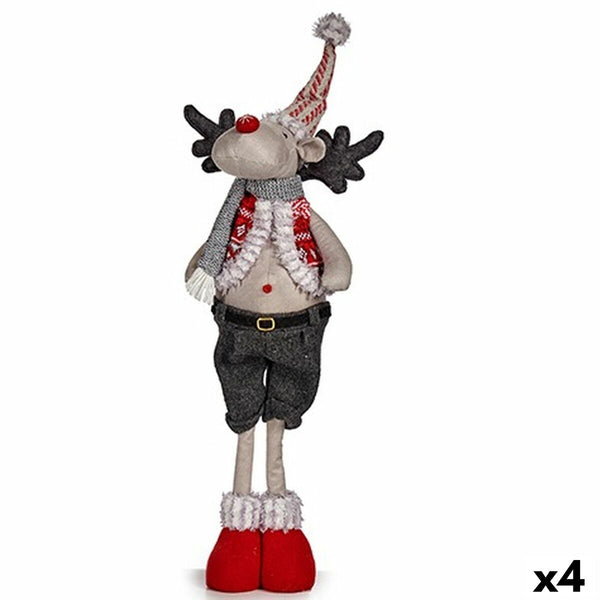 Figurine Décorative renne de noël Rouge Gris Polyester 13 x 65 x 18 cm (4 Unités) - Sapin Belge