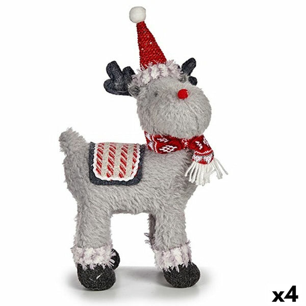 Figurine Décorative renne de noël Rouge Gris 21 x 36 x 36 cm (4 Unités) - Sapin Belge