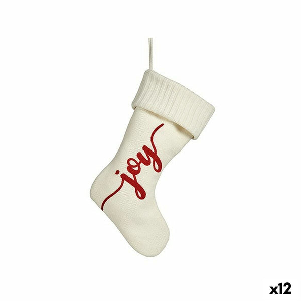 Décorations de Noël Joy Chaussette de Noël Blanc Tissu 28 x 4 x 46 cm (12 Unités) - Sapin Belge