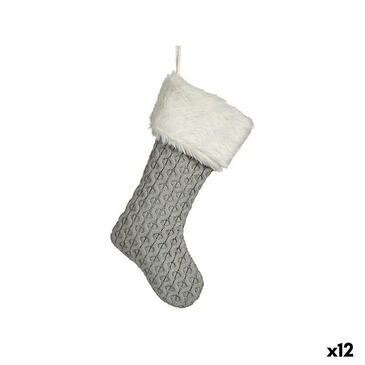 Décorations de Noël Chaussette de Noël Gris Tissu 28 x 4 x 46 cm (12 Unités) - Sapin Belge