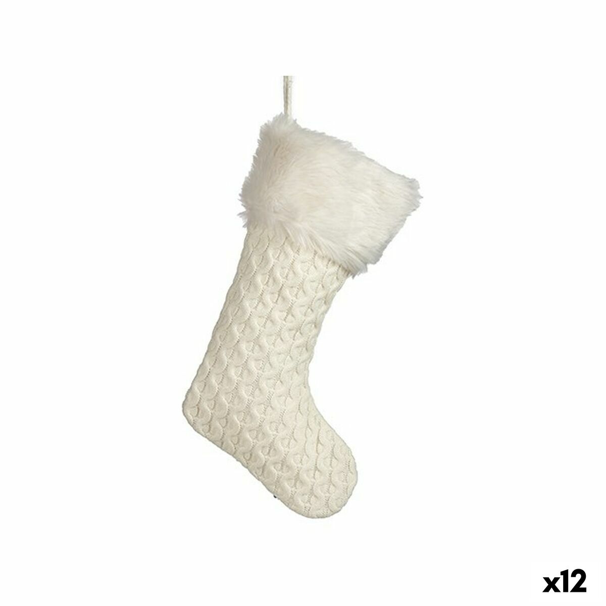 Décorations de Noël Chaussette de Noël Blanc 28 x 4 x 46 cm (12 Unités) - Sapin Belge