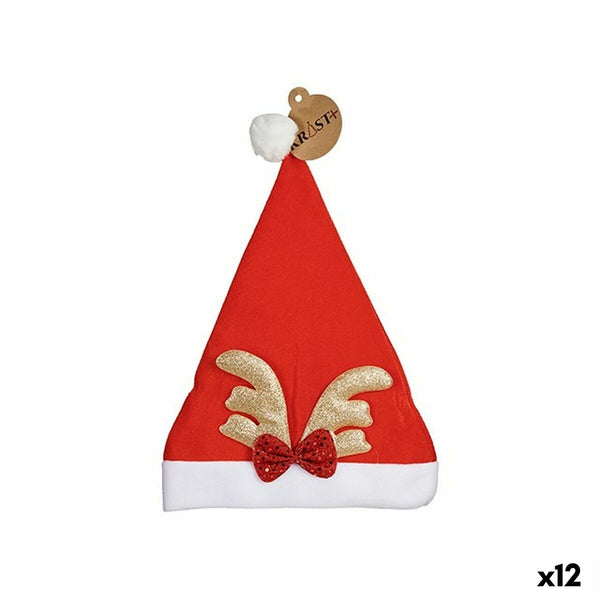 Bonnet de Père Noël Renne Rouge Doré 28 x 2 x 39 cm (12 Unités) - Sapin Belge