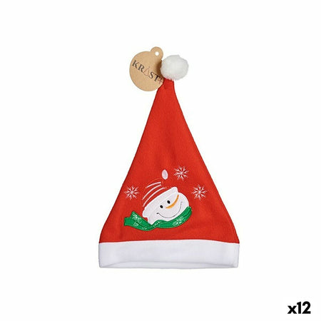 Bonnet de Père Noël Bonhomme de Neige Rouge 24 x 1 x 35 cm (12 Unités) - Sapin Belge