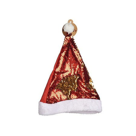 Bonnet de Père Noël Paillettes Rouge Doré 28 x 2 x 39 cm (12 Unités) - Sapin Belge