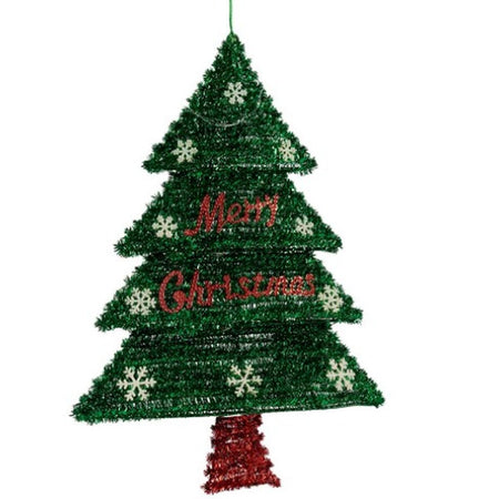 Décorations de Noël Pendentif Sapin de Noël guirlande Lumière LED Rouge Vert polypropylène PET 44 x 58,8 x 7 cm (12 Unités) - Sapin Belge