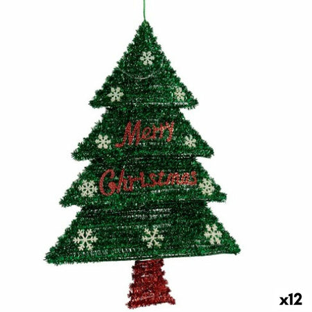 Décorations de Noël Pendentif Sapin de Noël guirlande Lumière LED Rouge Vert polypropylène PET 44 x 58,8 x 7 cm (12 Unités) - Sapin Belge