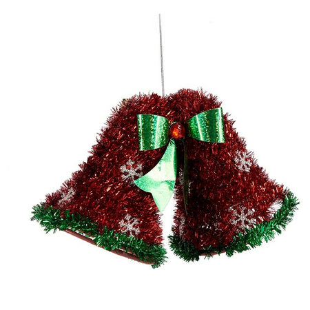 Décorations de Noël Pendentif Cloches guirlande Rouge Vert 21 x 14 x 10 cm (12 Unités) - Sapin Belge