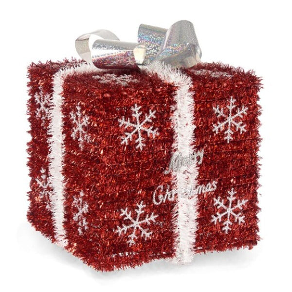 Boîte Cadeau Blanc Rouge Argenté polypropylène PET 20 x 23 x 20 cm (6 Unités) - Sapin Belge