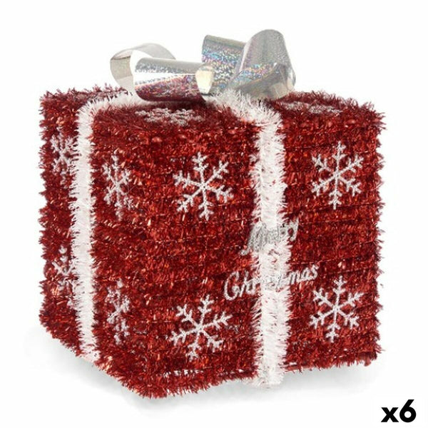 Boîte Cadeau Blanc Rouge Argenté polypropylène PET 20 x 23 x 20 cm (6 Unités) - Sapin Belge