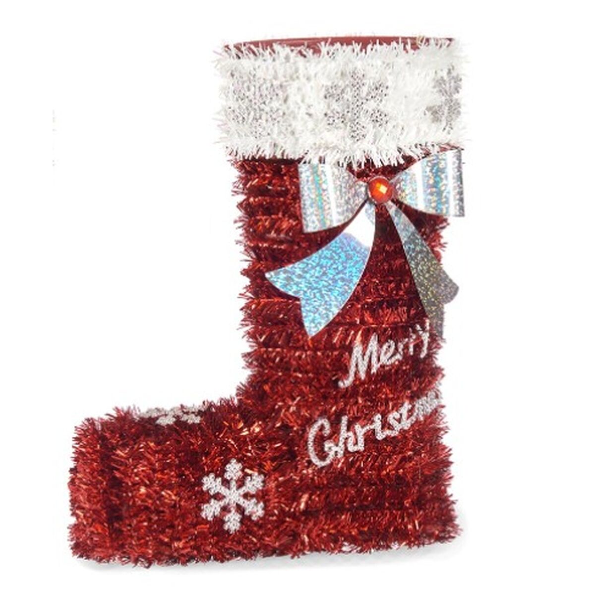 Figurine Décorative Chaussette de Noël guirlande Blanc Rouge polypropylène PET 18 x 23 x 8 cm (12 Unités) - Sapin Belge