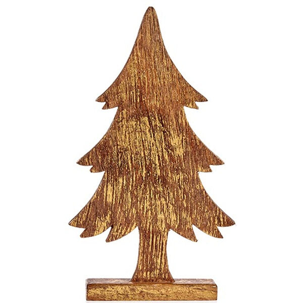 Figurine Décorative Sapin de Noël Doré Bois 5 x 39 x 22 cm (6 Unités) - Sapin Belge