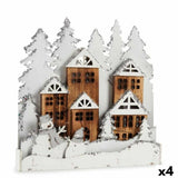 Figurine Décorative Lumière ville Blanc Marron Bois 44 x 44,7 x 6 cm (4 Unités) - Sapin Belge