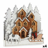 Figurine Décorative Lumière ville Blanc Marron Bois 44 x 44,5 x 6 cm (4 Unités) - Sapin Belge