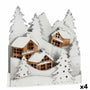 Figurine Décorative Lumière ville Blanc Marron Bois 44 x 48 x 7,5 cm (4 Unités) - Sapin Belge