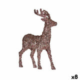 Figurine Décorative renne de noël Paillettes Rose Doré Plastique 15 x 45 x 30 cm (8 Unités) - Sapin Belge