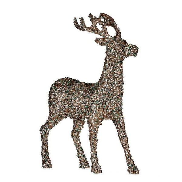 Figurine Décorative renne de noël Paillettes Menthe champagne Plastique 15 x 45 x 30 cm (8 Unités) - Sapin Belge