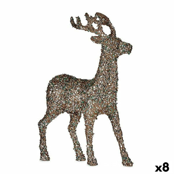 Figurine Décorative renne de noël Paillettes Menthe champagne Plastique 15 x 45 x 30 cm (8 Unités) - Sapin Belge