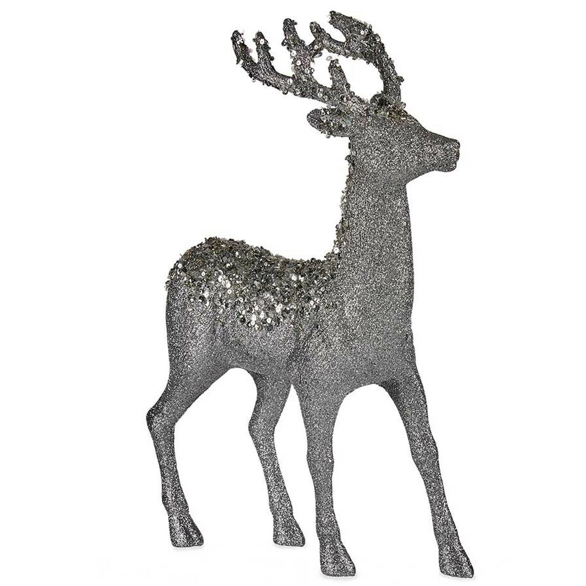 Figurine Décorative renne de noël Argenté Plastique 15 x 45 x 30 cm (8 Unités) - Sapin Belge