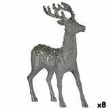 Figurine Décorative renne de noël Argenté Plastique 15 x 45 x 30 cm (8 Unités) - Sapin Belge