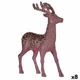 Figurine Décorative renne de noël Rose Plastique 15 x 45 x 30 cm (8 Unités) - Sapin Belge