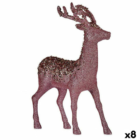Figurine Décorative renne de noël Rose Plastique 15 x 45 x 30 cm (8 Unités) - Sapin Belge