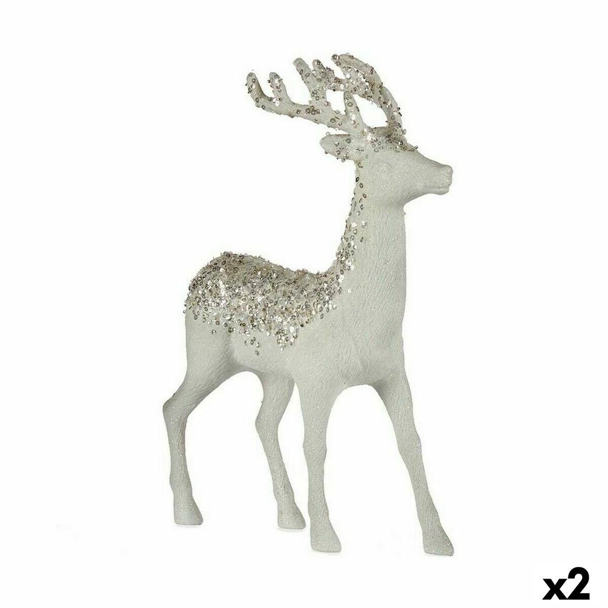 renne de noël Blanc Plastique 15 x 45 x 30 cm (2 Unités) - Sapin Belge