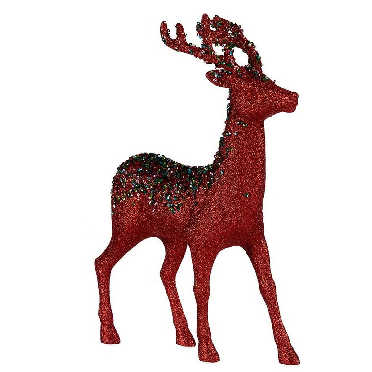 Figurine Décorative renne de noël Rouge Plastique 15 x 45 x 30 cm (2 Unités) - Sapin Belge