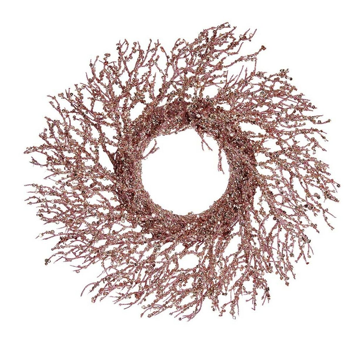 Couronne de Noël Branche Rose Plastique 50 x 10 x 50 cm (2 Unités) - Sapin Belge