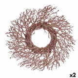 Couronne de Noël Branche Rose Plastique 50 x 10 x 50 cm (2 Unités) - Sapin Belge