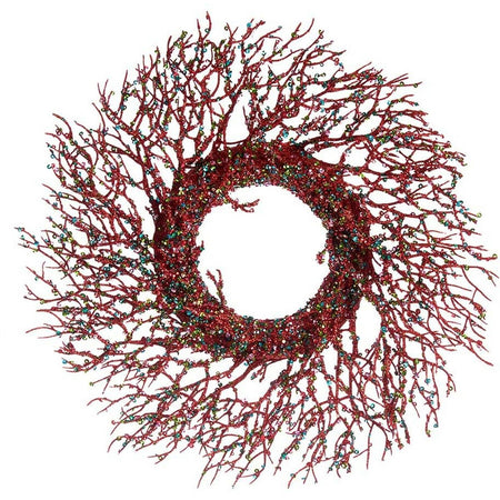 Couronne de Noël Branche Rouge Plastique 50 x 10 x 50 cm (2 Unités) - Sapin Belge
