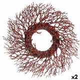 Couronne de Noël Branche Rouge Plastique 50 x 10 x 50 cm (2 Unités) - Sapin Belge