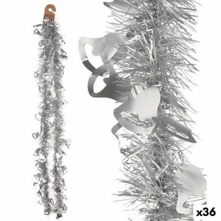 Guirlande de Noël guirlande Cloches Argenté Plastique 12 x 12 x 200 cm (36 Unités) - Sapin Belge