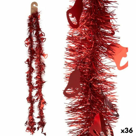 Guirlande de Noël guirlande Cloches Rouge Plastique 12 x 12 x 200 cm (36 Unités) - Sapin Belge