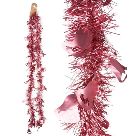 Guirlande de Noël guirlande Cloches Rose Plastique 12 x 12 x 200 cm (36 Unités) - Sapin Belge