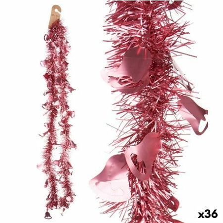Guirlande de Noël guirlande Cloches Rose Plastique 12 x 12 x 200 cm (36 Unités) - Sapin Belge