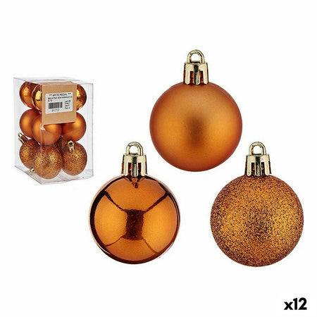Lot de boules de Noël Orange Plastique 4 x 5 x 4 cm (12 Unités) - Sapin Belge