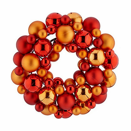 Couronne de Noël Balles Rouge Orange PVC 35 x 10 x 35 cm (4 Unités) - Sapin Belge