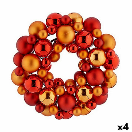 Couronne de Noël Balles Rouge Orange PVC 35 x 10 x 35 cm (4 Unités) - Sapin Belge