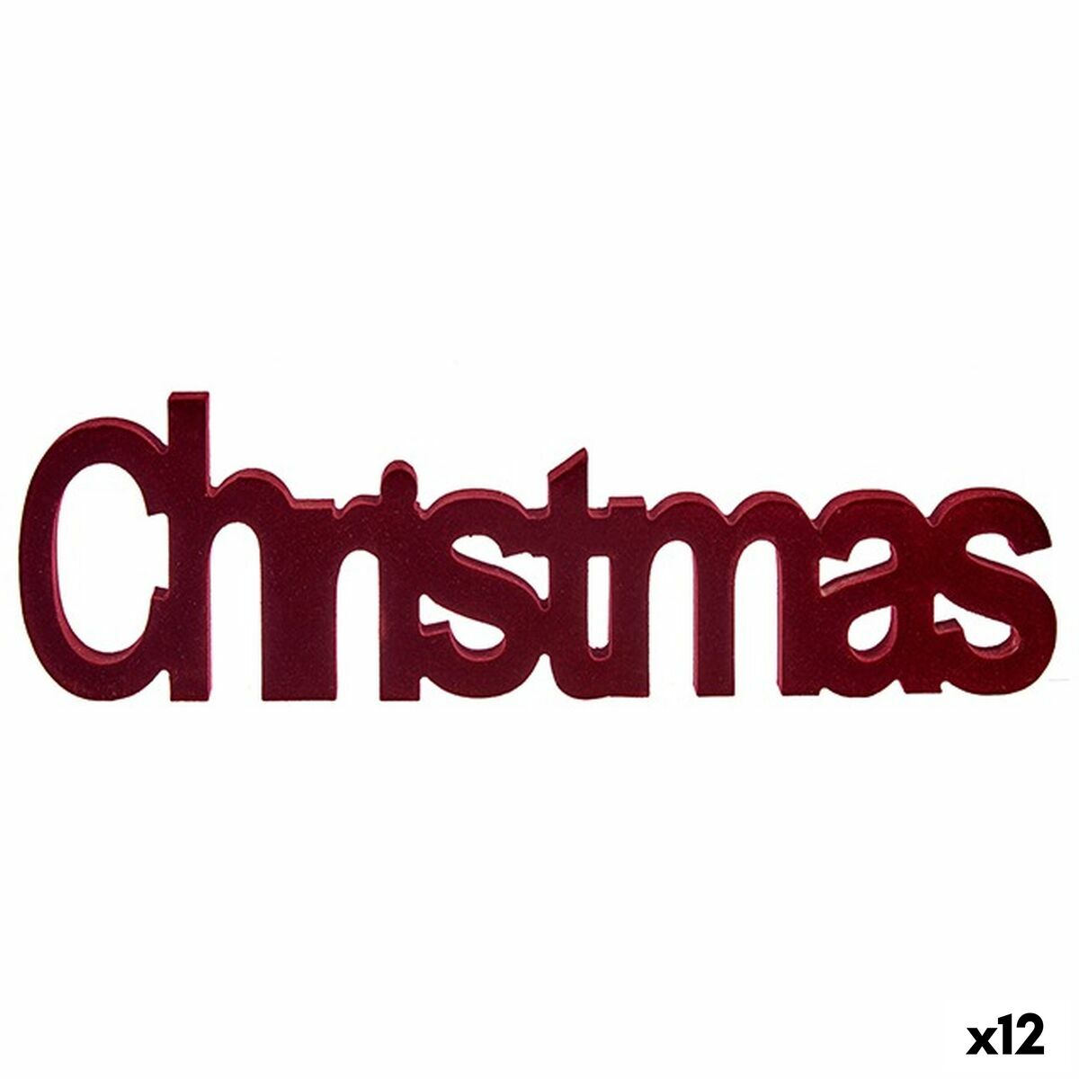 Figurine Décorative Christmas Rouge Velours Bois 11 x 2,5 x 36,5 cm (12 Unités) - Sapin Belge