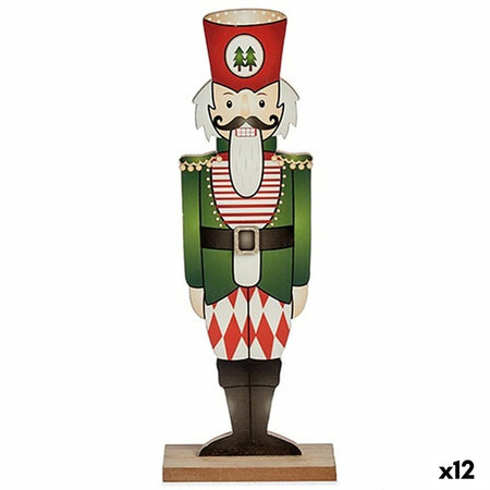 Figurine Décorative Casse-Noisette Noir Rouge Vert Bois 8 x 40 x 15 cm (12 Unités) - Sapin Belge