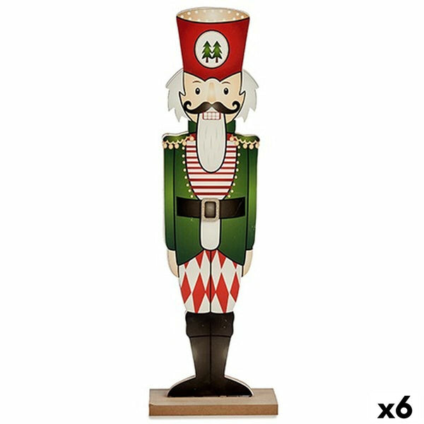 Figurine Décorative Casse-Noisette Blanc Noir Rouge Vert Bois 10 x 60 x 19 cm (6 Unités) - Sapin Belge