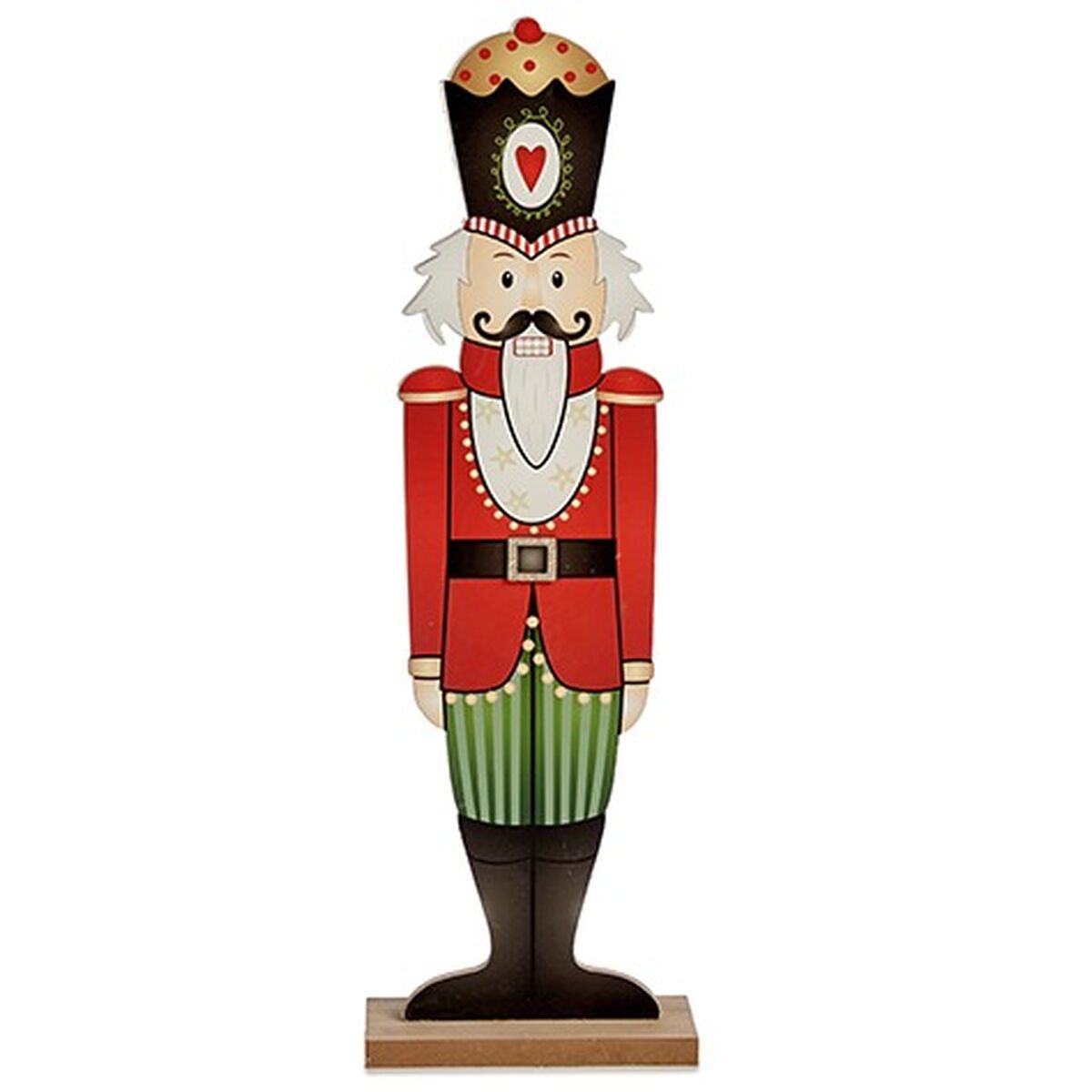 Figurine Décorative Casse-Noisette Blanc Noir Rouge Vert Bois 10 x 60 x 19 cm (6 Unités) - Sapin Belge