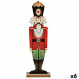 Figurine Décorative Casse-Noisette Blanc Noir Rouge Vert Bois 10 x 60 x 19 cm (6 Unités) - Sapin Belge