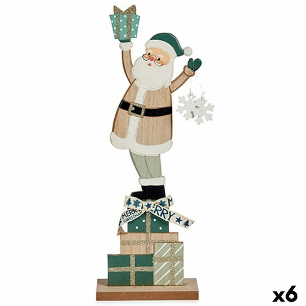 Figurine Décorative Père Noël Vert Bois 7 x 40 x 14 cm (6 Unités) - Sapin Belge