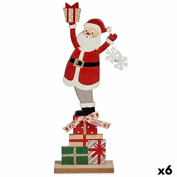 Figurine Décorative Père Noël Blanc Rouge Gris Bois 7 x 40 x 14 cm (6 Unités) - Sapin Belge