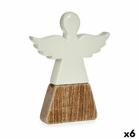 Figurine Décorative Ange Blanc Marron Bois Céramique 2,5 x 18 x 15 cm (6 Unités) - Sapin Belge