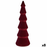 Sapin de Noël Velours Bordeaux Bois 11 x 34 x 11 cm (8 Unités) - Sapin Belge