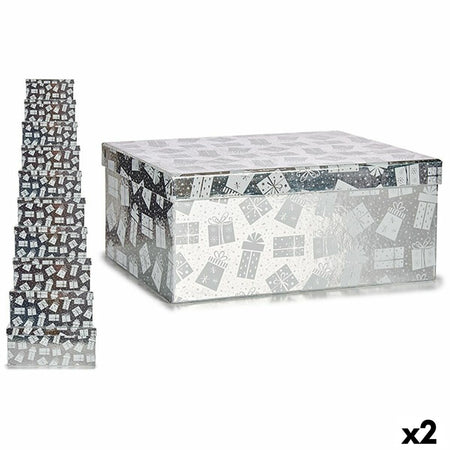 Set de boîtes décoratives Boîte Cadeau Argenté Carton (2 Unités) - Sapin Belge