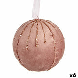 Lot de boules de Noël Polyester Rose 8 x 8 x 8 cm (6 Unités) - Sapin Belge