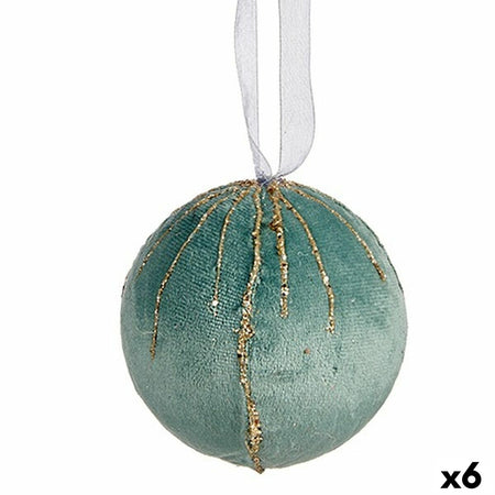 Lot de boules de Noël Polyester Turquoise 8 x 8 x 8 cm (6 Unités) - Sapin Belge